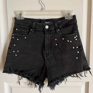 Paige, Size 25, Black with silver heart embellishment jean shorts